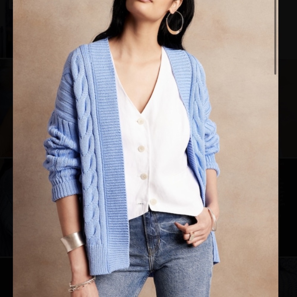 BANANA REPUBLIC CHUNKY CABLE-KNIT CARDIGAN